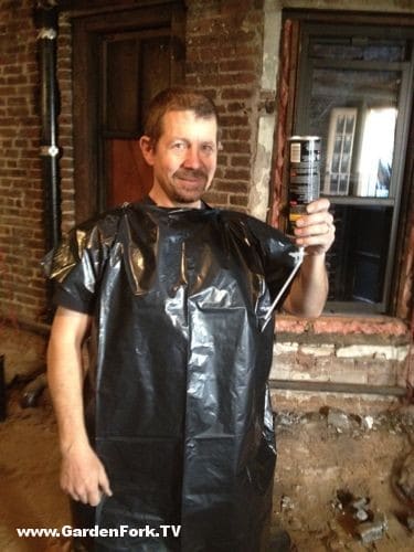 Trash Bag as spray foam application uniform