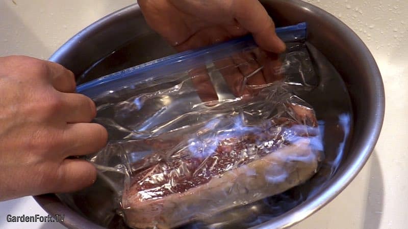 steak in plastic bag