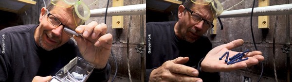 Cement and Wall with man holding screws