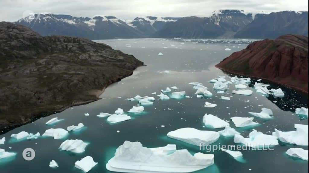 artic ocean with icebergs